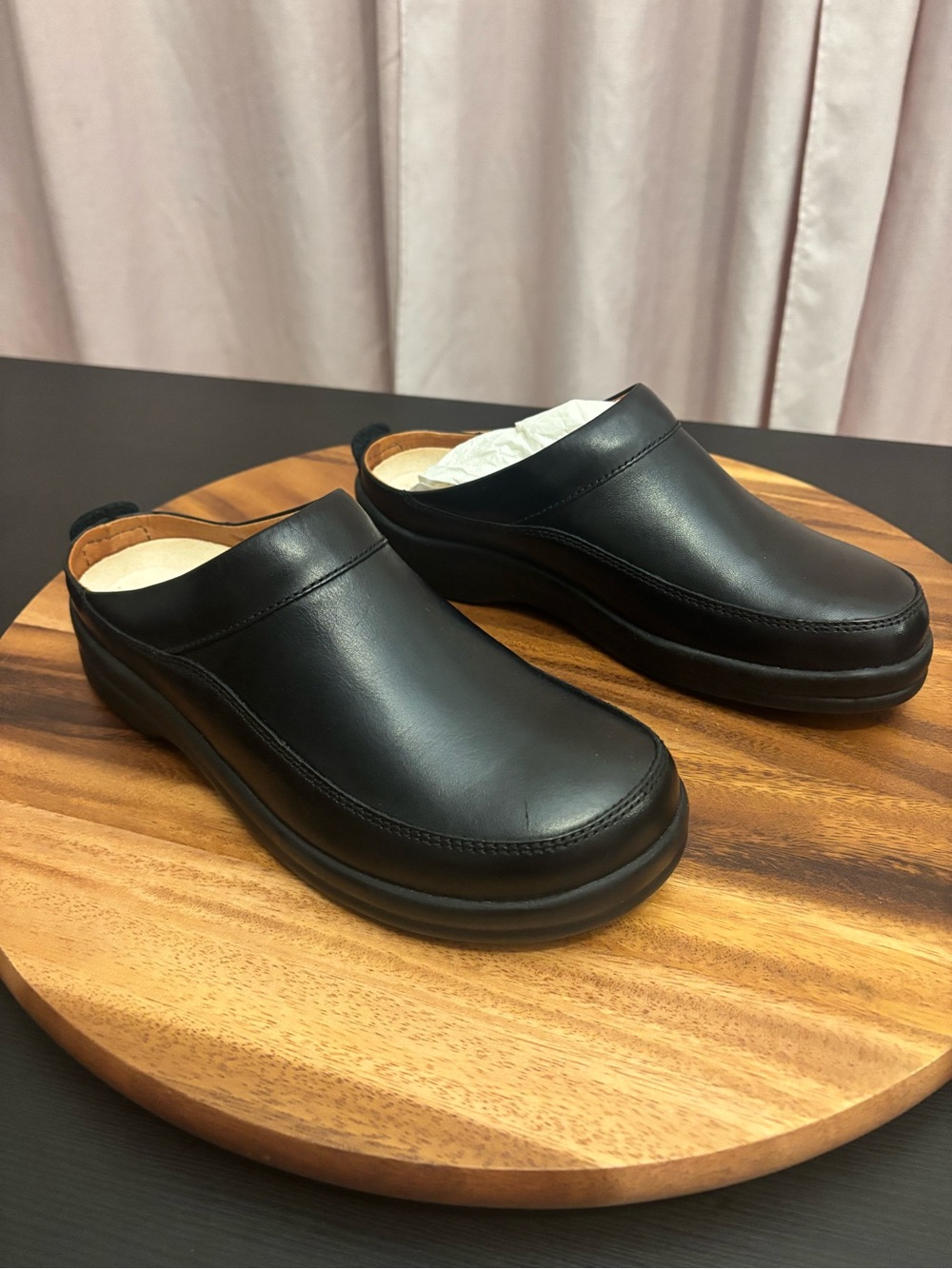 Footprints by Birkenstock Black Leather Slip On Loafers Clogs 39 / US 8 - 8.5